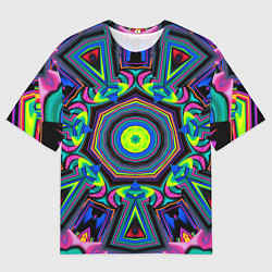 Мужская футболка оверсайз Оптический узор неоновые краски