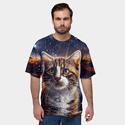 Футболка оверсайз мужская Сноу-шу в космосе, цвет: 3D-принт — фото 2