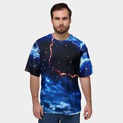 Футболка оверсайз мужская Звезды и молнии в разломе плит, цвет: 3D-принт — фото 2