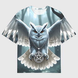 Футболка оверсайз мужская Лес и белая сова, цвет: 3D-принт
