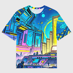 Мужская футболка оверсайз Космический город