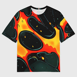 Мужская футболка оверсайз Оранжевые разломы текстура