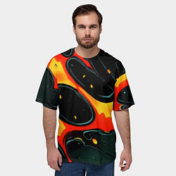 Футболка оверсайз мужская Оранжевые разломы текстура, цвет: 3D-принт — фото 2
