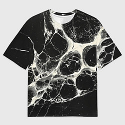 Мужская футболка оверсайз Бело-черная потертая текстура
