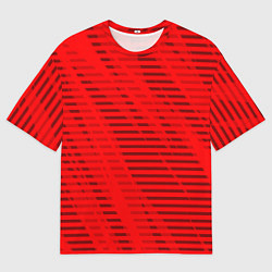 Мужская футболка оверсайз Красный полосатый