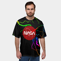 Футболка оверсайз мужская НАСА молнии градиент, цвет: 3D-принт — фото 2