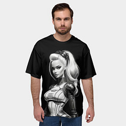 Футболка оверсайз мужская Барби - киберпанк нейроарт, цвет: 3D-принт — фото 2