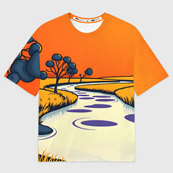 Мужская футболка оверсайз Арт с фантастическим пейзажем