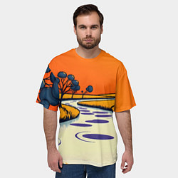 Футболка оверсайз мужская Арт с фантастическим пейзажем, цвет: 3D-принт — фото 2