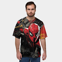 Футболка оверсайз мужская Человек-паук и красная краска, цвет: 3D-принт — фото 2