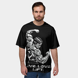 Футболка оверсайз мужская Арнольд - живи люби расти, цвет: 3D-принт — фото 2