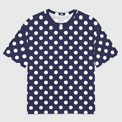 Мужская футболка оверсайз Синий в белый горошек