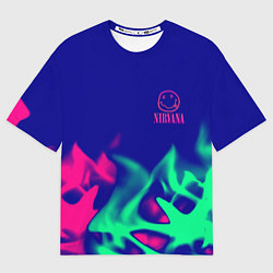 Мужская футболка оверсайз Nirvana fire neon