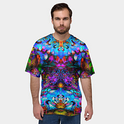 Футболка оверсайз мужская Абстракция стекло узор, цвет: 3D-принт — фото 2