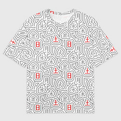 Мужская футболка оверсайз Серые будни и красные выходные иероглифами