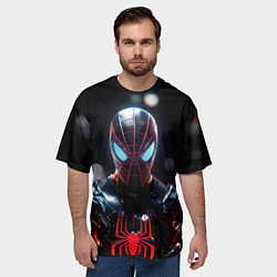 Футболка оверсайз мужская Спайдер-мен в мото костюме, цвет: 3D-принт — фото 2