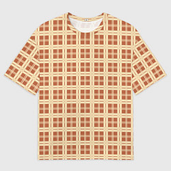 Мужская футболка оверсайз Светлый коричневый простая клетка