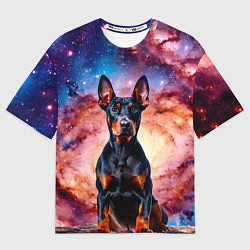 Футболка оверсайз мужская Доберман в космосе, цвет: 3D-принт