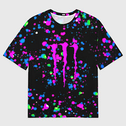 Мужская футболка оверсайз Monster energy неоновые краски