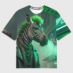 Футболка оверсайз мужская Cyperpunk zebra, цвет: 3D-принт