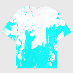 Мужская футболка оверсайз Голубой огонь текстура