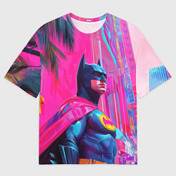 Футболка оверсайз мужская Бэтмен в розовом стиле, цвет: 3D-принт