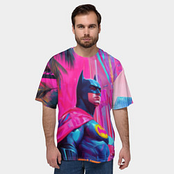 Футболка оверсайз мужская Бэтмен в розовом стиле, цвет: 3D-принт — фото 2