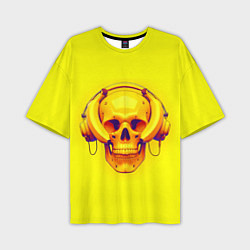 Футболка оверсайз мужская Yellow bananas skull - cyberpunk, цвет: 3D-принт