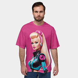 Футболка оверсайз мужская Кукла Барби - киберпанк, цвет: 3D-принт — фото 2