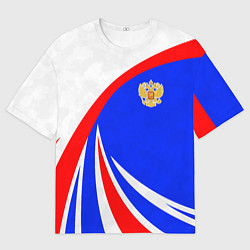 Мужская футболка оверсайз Герб России - цвета флага