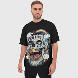 Футболка оверсайз мужская Skull and rainbow - im fine, цвет: 3D-принт — фото 2