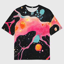 Мужская футболка оверсайз Розовая текстура в черном