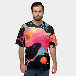 Футболка оверсайз мужская Розовая текстура в черном, цвет: 3D-принт — фото 2