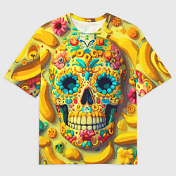 Мужская футболка оверсайз Красочный летний паттерн с черепом - нейроарт