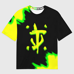 Мужская футболка оверсайз Doom огненное лого краски