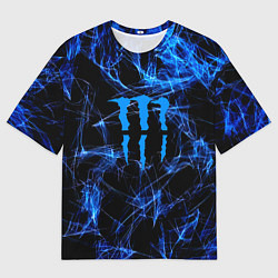 Мужская футболка оверсайз Monster energy искры дымы
