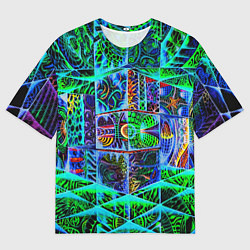 Футболка оверсайз мужская Психоделика узор кислотный, цвет: 3D-принт