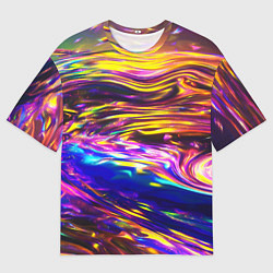 Мужская футболка оверсайз Неоновые полосы текстура