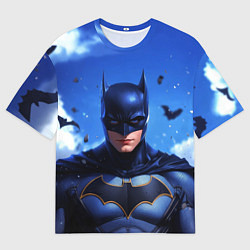 Футболка оверсайз мужская Бэтмен синее небо, цвет: 3D-принт