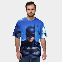 Футболка оверсайз мужская Бэтмен синее небо, цвет: 3D-принт — фото 2
