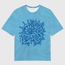 Футболка оверсайз мужская Штурвал и три розы, цвет: 3D-принт