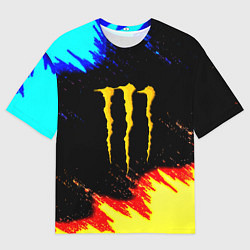 Мужская футболка оверсайз Monster energy огненные краски