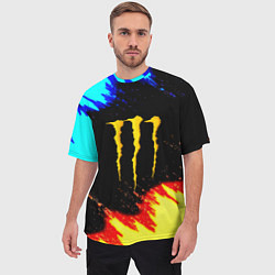 Футболка оверсайз мужская Monster energy огненные краски, цвет: 3D-принт — фото 2