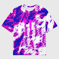 Мужская футболка оверсайз Monster energy краски гранж