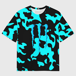 Мужская футболка оверсайз Monster energy камуфляж голубой