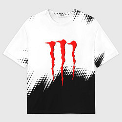 Мужская футболка оверсайз Monster energy чёрно белые краски