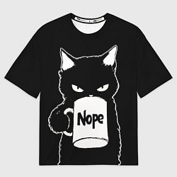 Футболка оверсайз мужская Angry black cat nope, цвет: 3D-принт