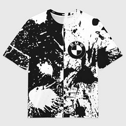 Мужская футболка оверсайз BMW черно белые краски