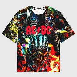 Футболка оверсайз мужская ACDC рок монстры, цвет: 3D-принт