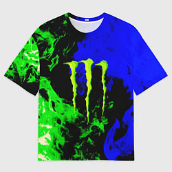 Мужская футболка оверсайз Monster energy кислотный огонь